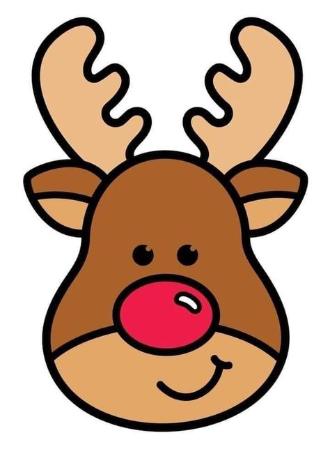 Cartoon Reindeer Face, Christmas Drawing Reindeer, Christmas Characters Illustration, Reindeer Clipart Christmas, Rudolf Drawing, Easy Reindeer Drawing, Reindeer Template, Christmas Stickers Printable, Reindeer Printable