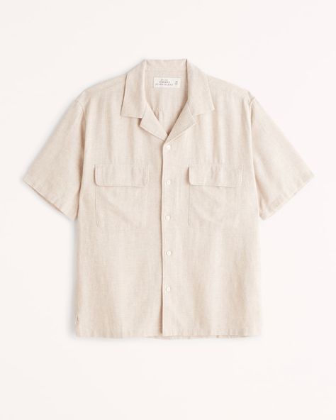 Men's Camp Collar Summer Linen-Blend Shirt | Men's Tops | Abercrombie.com Ilana Kohn, Camp Collar Shirt, Mens Linen, Summer Linen, Men's Tops, Linen Short, Wardrobe Style, Collar Shirt, Oversized Shirt