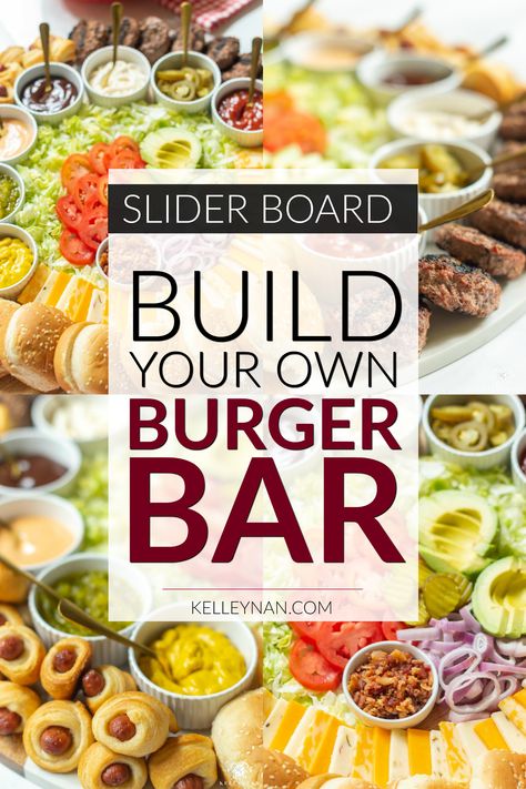 Hamburger Buffet Bar, Burger Fixings Bar, Burger Bar Setup Party Ideas, Burgers For A Crowd Grilling, Slider Burger Charcuterie Board, Slider Toppings Bar, Gourmet Burger Bar Ideas, Burger Hot Dog Bar Party Ideas, Fancy Burger Bar