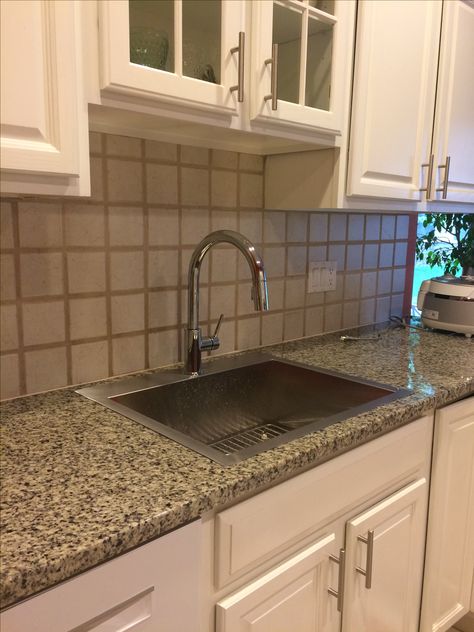 Kohler Undermount Kitchen Sink, Kohler Single Basin Sink, Kohler Workstation Sink, Kitchen Cabinets Painted Grey, Kohler Riverby Undermount Sink, Kohler Memoirs Sink, Trendy Kitchen Backsplash, Backsplash With Dark Cabinets, Clean Kitchen Sink