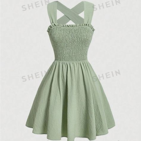 Shein Mod Sage Green New With Tag Xs Green School Dress, Spring Dance Dresses Middle School, Light Green Hoco Dress, Spring Dance Dresses, Cotillion Dresses, Short Green Dress, Light Green Dress, School Dance Dresses