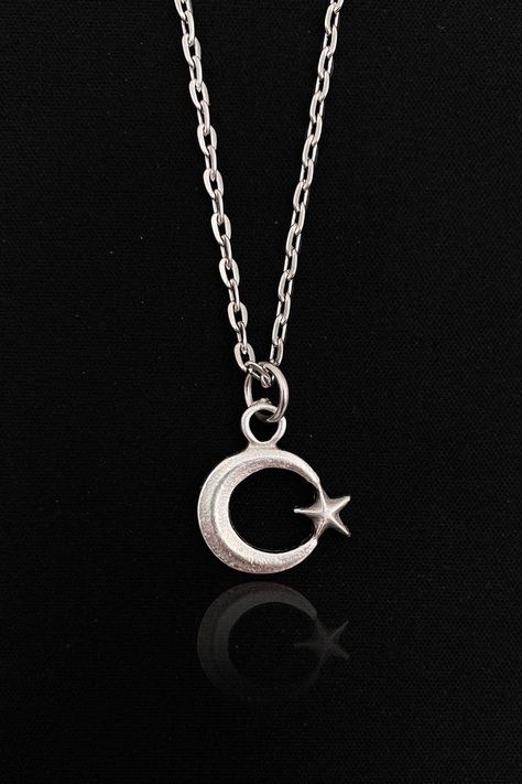 Moon Star - Minimalist Men Women Necklace, Moon Necklace, Star Necklace, Turkish Flag, Flag Necklace, Minimalist Necklace Boho Necklaces Bohemian, Star Minimalist, Crescent Jewelry, Turkish Flag, Minimalist Men, Necklace Star, Necklace Moon, Hippie Necklace, Unisex Necklace