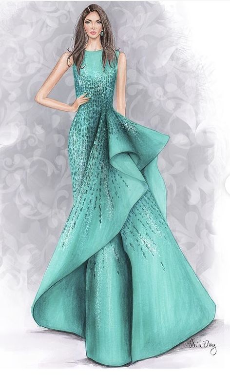 Party Wear Dress Illustration, Dress Illustration Sketch, Background Fashion Illustration, Bride Fashion Illustration, Background Fashion, Fashion Illustration Tutorial, Fashion Illustrations Techniques, Monday Inspiration, Fashion Design Sketch