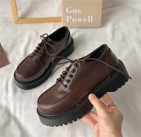 Girls Uniform Shoes, Sepatu Platform, Comfortable Leather Shoes, School Uniform Shoes, Vintage Shoes Women, Oxford Platform Shoes, Mary Jane Platform Shoes, Black Oxford Shoes, Womens Low Heels