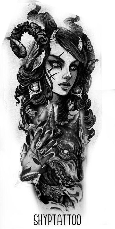 Dark Tattoo For Women, Creepy Woman Tattoo, Dark Women Tattoo, Dark Lady Tattoo, Zombie Tattoo Design, Dark Image Tattoo, Dark Woman Tattoo, Modern Tattoo Men, Evil Woman Tattoo