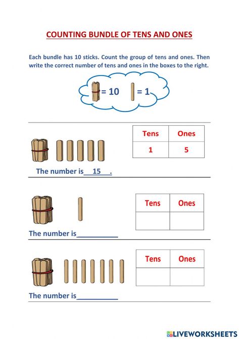 Ones Tens Worksheet For Grade 1, Learning Tens And Ones, Teaching Tens And Ones Kindergarten, Concept Of Tens And Ones For Kindergarten, Thousand Hundred Tens And Ones Worksheet, Phonics Posters, Teen Numbers, Tens And Ones, 1st Grade Worksheets