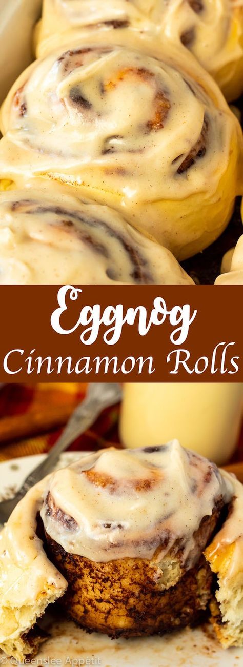 Eggnog Cinnamon Rolls Eggnog Cinnamon Rolls, Holiday Brunch Recipes, Eggnog Recipes, Morning Recipes Breakfast, Christmas Brunch Recipes, Holiday Baking Christmas, Recipes Holiday, Baking Christmas, Christmas Morning Breakfast