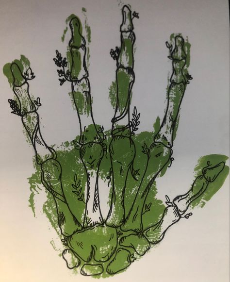 Goblincore Drawing Ideas, Green Drawing Ideas, Nature Skeleton, Green Drawing, Skeleton Hand, Art Collage Wall, Wall Collage, Collage Art, Unique Art