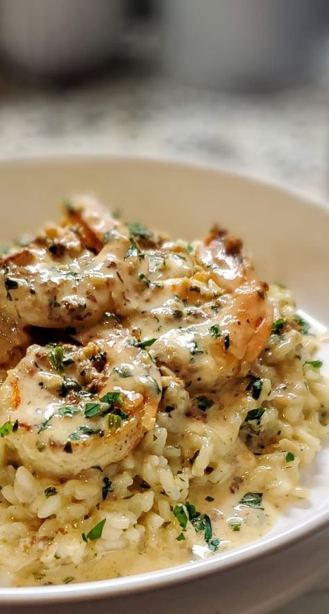 Italians who love Food | Lemon Garlic Shrimp and Lemon Butter Risotto.. | Facebook Citrus Shrimp, Shrimp Risotto, Facebook Recipes, Lemon Garlic Shrimp, Fish N Chips, Garlic Shrimp, Lemon Butter, Love Food, Garlic