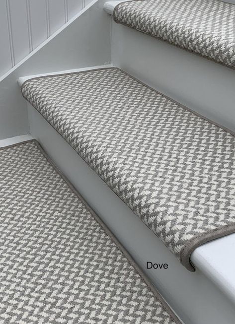 Carpet Treads, Stairs Renovation, Stairs Makeover, Shaw Carpet, Carpet Stair Treads, Staircase Decor, Wooden Steps, Stair Tread, Chevron Carpet