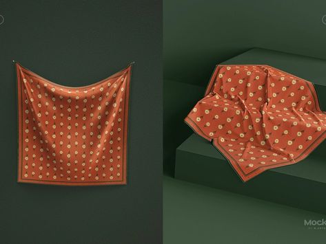 Silk Scarf Mockup - Big - Pack 01 by Mocku on Dribbble Silk Scarf Mockup, Scarf Mockup, Apparel Mockup, Silk Fashion, Print Mockup, File Organization, Clothing Mockup, Red Scarves, Design Minimal