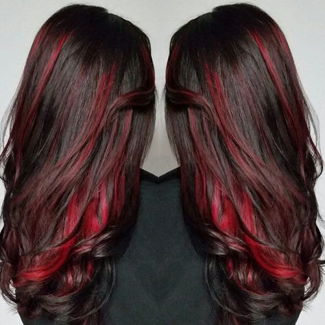 Obsessing over this #red #balayage #haircolor I did on the gorgeous lady! 🙊 🙌 I'm telling you guys...if you want a change, quit sitting around thinking about it too much and just go for it! 👊 💃 #hairstylist #hairbychristieann #wella #color #modernsalon #btc #wellalife #hairbrained #azhairstylist #wellahair Peekaboo Hair Colors, Peekaboo Hair, Hair Streaks, Trendy Hair Color, Hair Color And Cut, Red Hair Color, New Hair Colors, Cool Hair Color, Ombre Hair