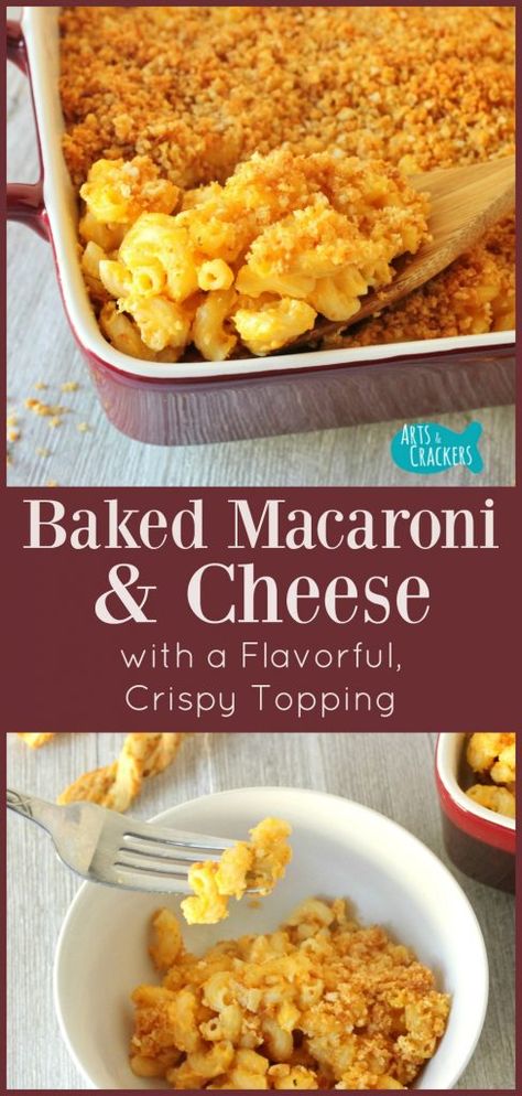 Baked Macaroni and Cheese with Cheesy Crumb Topping Recipe Crumb Topping Recipe, Baked Macaroni And Cheese Recipe, Crumb Recipe, Crockpot Mac And Cheese, Cracker Toppings, Baked Macaroni And Cheese, Kids Dinner, Macaroni And Cheese Recipe, Food Addict