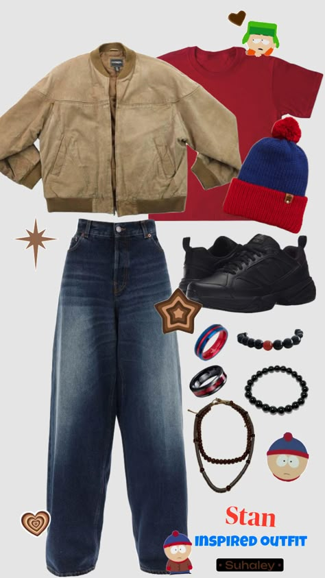 #outfitinspo #southpark #stanmarsh #madebyme South Park Aesthetic, Park Fits, South Park Cosplay, South Park Au, Downtown Style, Room Clothes, Park Aesthetic, Big T Shirt, Cosplay Outfits