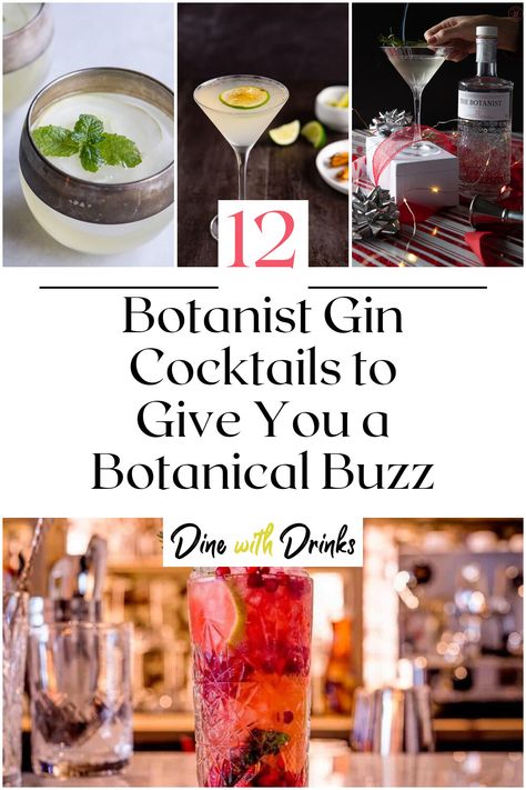 Collage of 4 botanist gin cocktails. Botanical Gin Cocktail, Botanical Cocktails, Gin Mixed Drinks, The Botanist Gin, Botanist Gin, Amazing Cocktails, How To Impress, Gin Recipes, Gin Cocktail Recipes