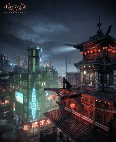 ArtStation - Batman Arkham Knight - Chinatown, Mark Ranson Sci Fi City, Batman Arkham Knight, China Town, Arkham City, Cyberpunk City, Arkham Knight, Batman Comic Art, Batman Arkham, Fantasy City