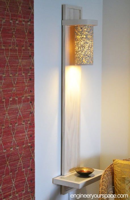 DIY Wall Lamp / Sconce With a Shelf Made With Hand Tools: 7 Steps (with Pictures) Diy Wall Lamp, Sconces Ideas, Diy Wall Sconces, Wall Lamps Diy, Lighting Diy, Diy Wand, Прикроватные Тумбочки, Decorative Wall Panels, Wall Lighting