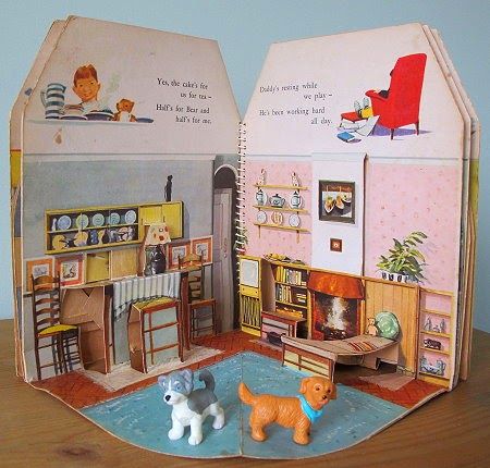 Doll's House Pop-up Book 1950s Book Window, Buch Design, Pop Up Art, Paper Pop, Paper Doll House, Dolls Houses, House Book, Up Book, Pop Up Book