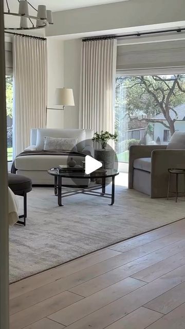 Marie Flanigan Interiors on Instagram: "Window stories in our #Tanglewood primary bedroom: Floor-to-ceiling drama with drapery, paired with subtle refinement on the smaller window through a Roman shade.   #windows #windowtreatment #interiordesign #interiordesigner" Small House Renovation, Marie Flanigan Interiors, Marie Flanigan, Bedroom Floor, Roman Shade, Primary Bedroom, Interior D, Small Windows, Floor To Ceiling Windows