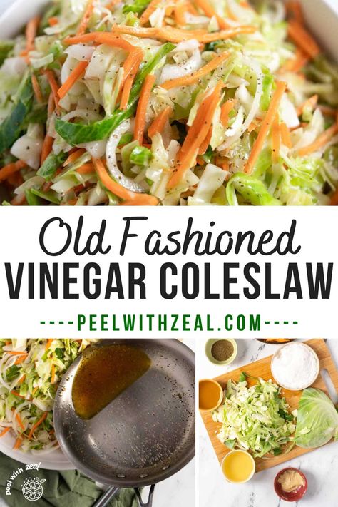 This vinegar coleslaw recipe is totally mayo free! It is just a little sweet and totally tangy. The perfect BBQ side dish. Save for your next potluck because everyone loves vinegar-based coleslaw! Mayo Based Coleslaw Slaw Recipes, Vinegar Mayo Coleslaw Recipe, Cabbage Salad Dressing Vinegar, Cole Slaw Vinegar Dressing, Delicious Coleslaw Recipes, Vinegar Cabbage Slaw, Best Cole Slaw Recipe Vinegar, Coleslaw Dressing Without Mayo, Easy Coleslaw Recipe Vinegar