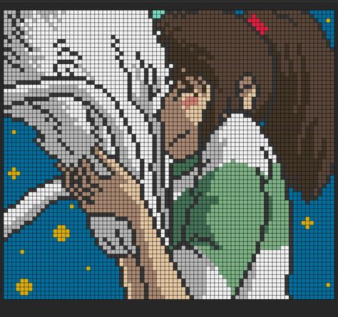 Howls Moving Castle Pixel Art Grid, Crochet Graph Patterns Anime, Pixel Art Ideas Anime, Studio Ghibli Pixel Art Grid, Howls Moving Castle Pixel Art, Pixel Art Ghibli, 32 By 32 Pixel Art, Anime Pixel Art Grid, Studio Ghibli Pixel Art