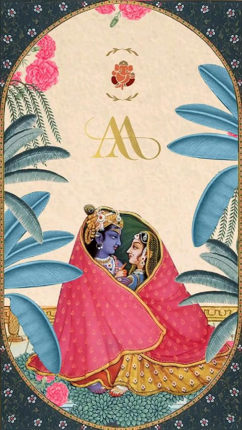 Radha Krishna Wedding Invitation Video, Radha Krishna Wedding Card, Wedding Invite Video Indian, Indian Wedding Animation, Video Invite For Wedding, Radha Krishna Invitation Card, Royal Wedding Invitation Video, Indian Invitation Card Design, Pichwai Wedding Invitation