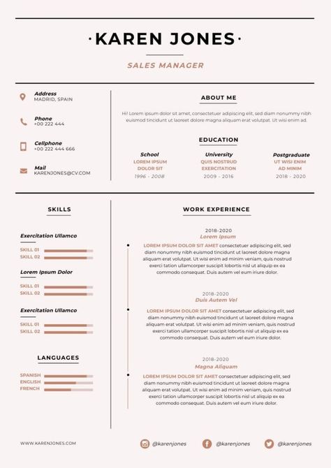 Professional Modern Karen Manager Sales Resume Sales Resume, It Professional, Editing Tool, Professional Resume Template, Manager Resume, Sales Manager, Resume Template Professional, Editing Tools, Professional Resume