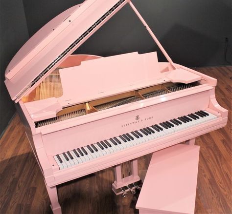 Studio Design Office, Home Music Studios, Home Recording Studios, Fairy Mural, Workspace Home, Steinway Grand Piano, Pink Piano, Piano Aesthetic, Pink Office Decor