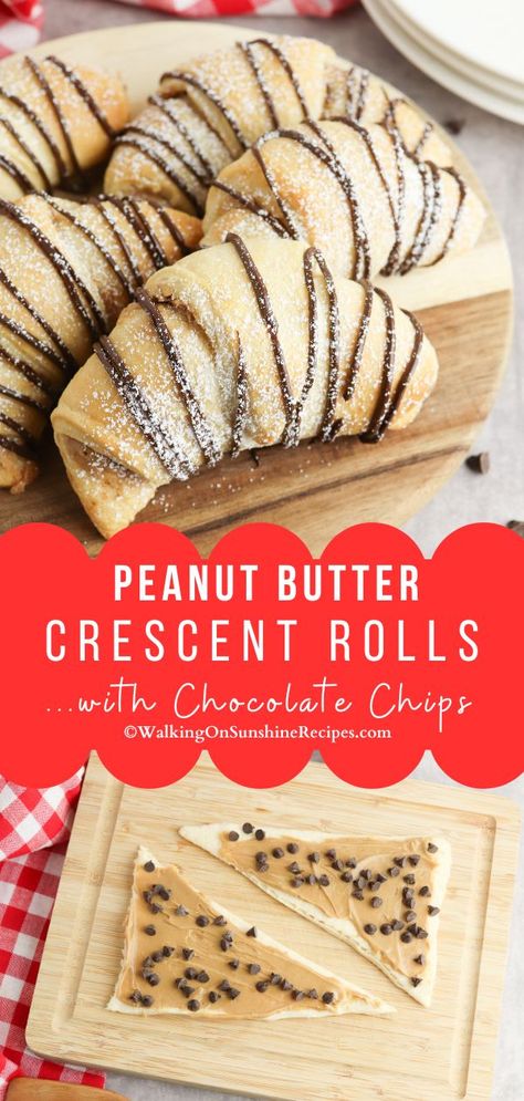 Crescent Roll Recipes Chocolate, Peanut Butter Twists, Peanut Butter Puff Pastry, Chocolate Chip Crescent Rolls, Dessert Roll Ups, Croissant Roll Recipes, Peanut Butter Roll Ups, Crescent Roll Desserts, Chocolate Crescent Rolls