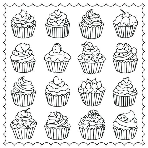 Easy Coloring Pages for Adults - Best Coloring Pages For Kids Anatomy Coloring Pages, Design Coloring Pages, Anatomy Coloring, Cupcakes Design, Shopkins Colouring Pages, Cartoon Cupcakes, Cupcake Coloring Pages, Ice Cream Coloring Pages, Cupcake Drawing