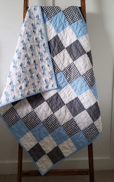 Simple Toddler Quilt, Quilts Patterns Modern, Baby Quilt For Boys, Graduation Quilt Ideas, Quilted Baby Blanket Patterns, Four Patch Quilt Ideas, Baby Boy Quilts Ideas Free Pattern, Boy Quilts Ideas, Kids Quilts Ideas