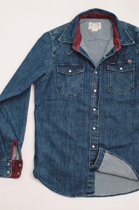 Crawford Denim x Robert Mondavi Vintners Denim Shirt Denim Kitchen, Bespoke Denim, Robert Mondavi, Kemeja Denim, Denim Shirt Outfit, Denim Outfit Men, Western Denim Shirt, Jean Shirt, Denim Shirt Men