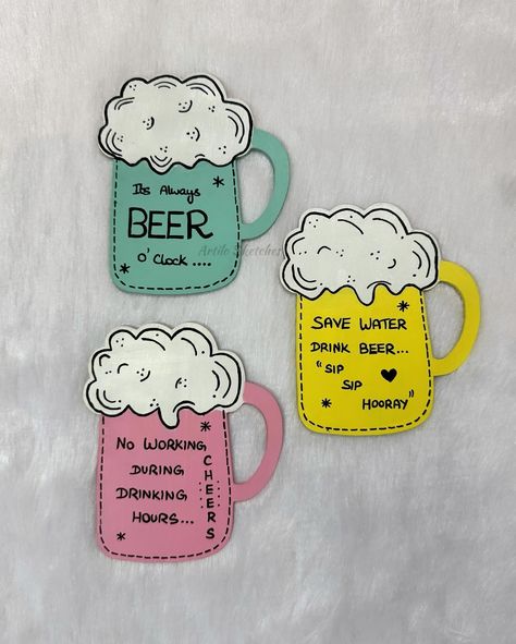 Budget friendly hand painted beer mug fridge magnets✨🍻 What’s your favourite color & quote? Grab yours soon!! Customisations available as per your choice!! . . . . . . . #fridgemagnets #magnets #artsandcrafts #handpainted #acrylicpainting #markers #handpaintedwithlove #crafts #returngifts #eventgifts #decor #decorideas #giftsforalloccasions #mdf #dmfororders #beer #beermug #kitchendecor #homedecor #pastellove #instapost #trendingnow #handcrafted #artilosketches Glass Fridge, Color Quotes, Event Gifts, Bar Counter, Beer Glass, Fridge Magnets, Name Plate, Beer Mug, Budget Friendly