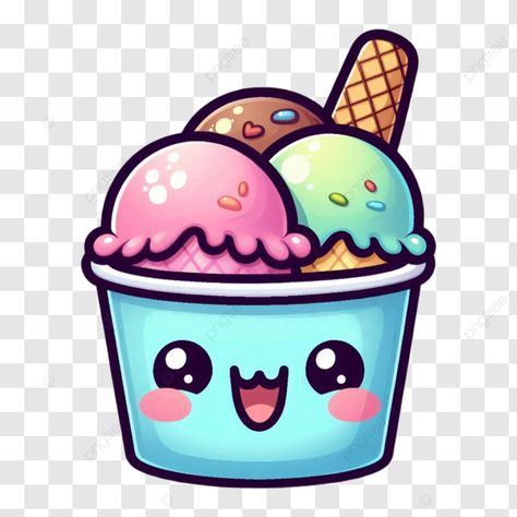 Ice Cream Kawaii, Ice Cream Png, Ice Cream Images, Ice Cream Cute, Ice Cream Cartoon, Cup Ice Cream, Ice Cream Clipart, Kawaii Ice Cream, Ice Cream Illustration