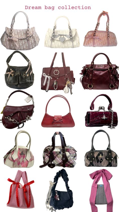 #bags #collection #closet #dreamitems #dreambags #aesthetic #collage #dior #miumiu #bows #totebag #designerbag Dior Bags Collection, Aesthetic Bag Accessories, Cool Bags Aesthetic, Muimui Bag, Miu Miu Bag Aesthetic, Vintage Bags Aesthetic, Bag Collection Aesthetic, Cute Purses Aesthetic, Bag Accessories Aesthetic