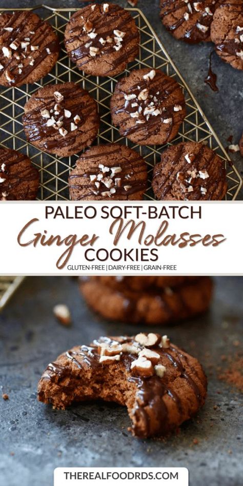 Cookie Recipe Healthy, Paleo Cookie, Soft Batch, Paleo Christmas, Molasses Recipes, Grain Free Cookies, Real Food Dietitians, Dairy Free Recipes Dessert, Ginger Molasses