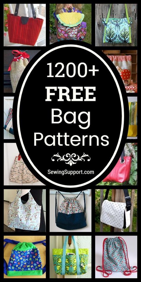 Free Bag Patterns to sew. Over 1200 sewing patterns, diy projects, and tutorials for fabric bags. Sew tote bags, easy drawstring bags, crossbody purses, messenger, hobo, and sling bags, duffle, weekender and travel bags, lunch bags, and more. Gift Bag Patterns To Sew, Vintage Bag Patterns Free Sewing, Quilt Bag Patterns Free, Patchwork Bag Patterns Free, Purses And Handbags Sewing Patterns, Lay Flat Makeup Bag Pattern, Free Small Bag Patterns, Backpack Patterns To Sew Free, Sew Modern Bags Free Patterns