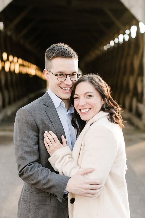 Cedarburg Covered Bridge Engagement Photos | Milwaukee, Door County and Green Bay Wedding Photographers | Karen Ann Photography Covered Bridge Couple Photoshoot, Covered Bridge Engagement Photos, Bridge Photoshoot Couples, Engagement Photos On Bridge, Covered Bridge Photoshoot, Bridge Engagement Pictures, Lash Photoshoot, Covered Bridge Photo, Bridge Photoshoot