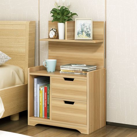 Harmony Tall Bed Side Table with Chest of Drawers and Shelf (Oak) Double Bed With Side Table, Bedside Table With Drawers, Tall Bedside Table, Oak Bedside Table, Bath Towel Storage, Tall Bed, Bed Side Table, Oak Bedside Tables, Table With Drawers