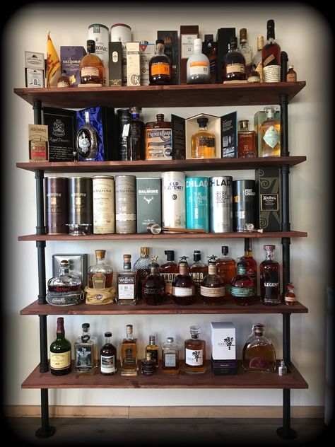 Whisky Shelf , 10-2019 Whiskey Shelf Ideas, Whiskey Shelves, Whisky Shelf, Bourbon Display, Whisky Regal, Home Pub Ideas, Regal Ikea, Whiskey Shelf, Whiskey Display