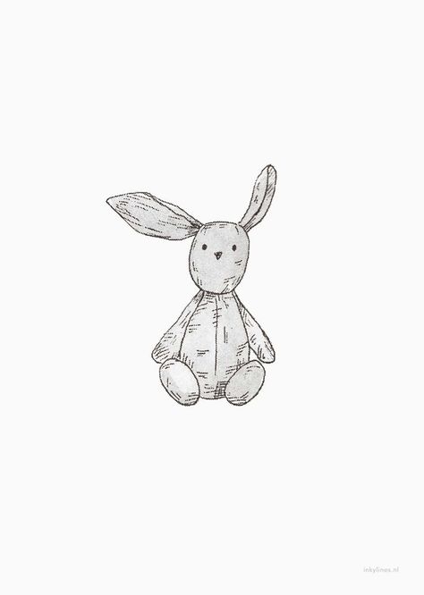 Bunny Sketches, Love Patience, Bunny Stuffed Animal, Stuffed Rabbit, Animal Sketch, Rabbit Drawing, Bunny Tattoos, 동화 삽화, Tattoo Zeichnungen