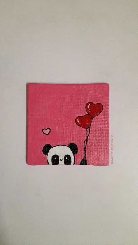 #🐼 #💕 #💓 #💗 #💖 #canvaspainting #canvasart #easypainting #panda #pinkasthetic Painting Ideas Birthday Gift, Panda Canvas Art, Painting Ideas To Give To Best Friend, Panda Easy Painting, Bsf Drawing Easy, Canvas Painting Ideas To Gift, Panda Mini Canvas Painting, Mini Canvas Art For Mom, Cute Canvas Paintings Easy For Best Friend