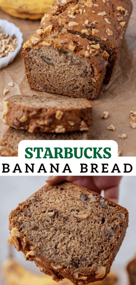 The Best Starbucks Banana Bread Recipe Starbucks Banana Bread Recipe, Starbucks Banana, Starbucks Banana Bread, Banana Pecan Bread, Lifestyle Of A Foodie, Starbucks Pumpkin, Starbucks Copycat, Banana Nut Bread, Fruit Breakfast