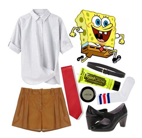 DIY Spongebob Halloween Costume Spongebob Outfit, Spongebob Halloween, Spongebob Costume, Cartoon Halloween Costumes, Character Dress Up, Kawaii Outfits, Classy Halloween Costumes, Easy Cosplay, Cartoon Character Costume