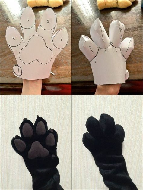 Paw Template, Fursuit Paws, Fursuit Tutorial, Handmade Fabric Bags, Fabric Christmas Ornaments Diy, Folded Fabric Ornaments, Paw Pattern, Christmas Ornaments Diy, Easy Paper Crafts Diy