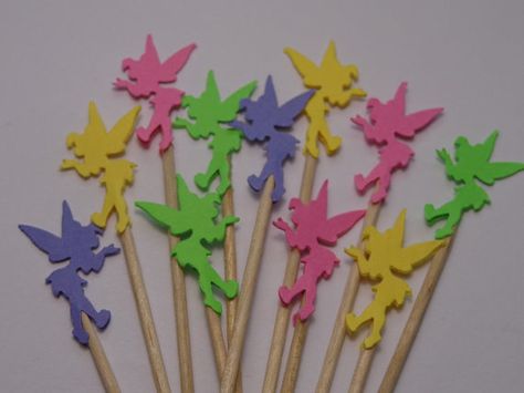 24 Tinkerbell Cupcake Toppers  Food Picks  by SewPrettyInVermont, $4.25 Peter Pan Crafts, Peter Pan Shadow, Peter Pan Jr, Peter Pan Hat, Fairy Princess Birthday, Peter Pan Party, Peter And Wendy, Peter Pan And Tinkerbell, Party Picks