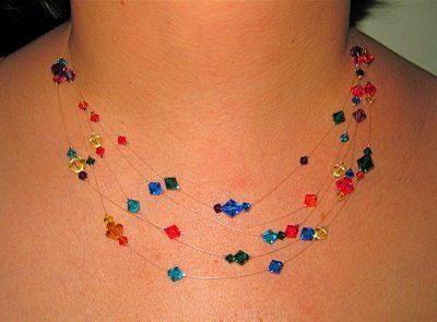 .: The Floating Bead Necklace Tutorial Floating Bead Necklace, Floating Necklace Diy, Bead Necklace Tutorial, Floating Jewelry, Homemade Necklaces, Beaded Necklace Tutorial, Diy Collier, Floating Necklace, Beading Jewelry