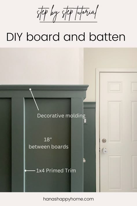 Green board and batten hallway Front Door Board And Batten, Coloured Board And Batten, Tall Board And Batten Hallway, Green Board And Batten Wall Entryway, Board And Batten Small Hallway, Batton Board Green, Board And Baton Hallway, Green Board And Batten Entryway, Batten Board Wallpaper