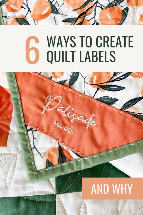 How to Create Quilt Labels (6 Easy Ideas) Machine Embroidered Quilt Labels, Embroidered Quilt Labels, Story Quilt, Backing A Quilt, Hand Quilting Patterns, Cute Quilts, Embroidered Quilts, Quilt Binding, Quilt Labels