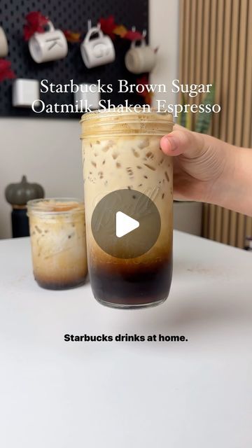 Katerina Diaz on Instagram: "Starbucks Brown Sugar Oatmilk Shaken Espresso🤎  I’ve said it before, this drink is the most ELITEEE Starbucks drink ever! It is SO DANG GOOD and literallyyyyy SO EASY to make yourself at home! So save your dough and make this delicious drink at home😎👌🏽🤎  Comment the word “YUMMY” and I’ll DM ya the full recipe as well as all my favorite blonde espresso options😊🫶🏽" Blonde Starbucks Drinks, Starbucks Blonde Espresso Drinks, Brown Sugar Shaken Espresso Recipe, Brown Shaken Espresso Starbucks, Brown Sugar Shaken Espresso Starbucks, Diy Brown Sugar Shaken Espresso, Brown Sugar Shaken Espresso, Copycat Starbucks Recipes, Espresso Drinks